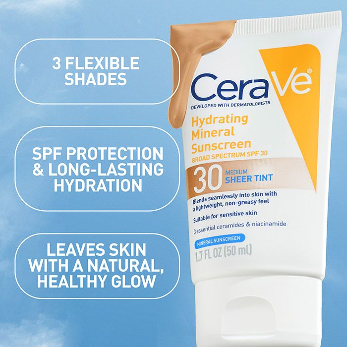 CeraVe Sunscreen Face Hydrating Mineral Sunscreen Spf Face Sheer Tint